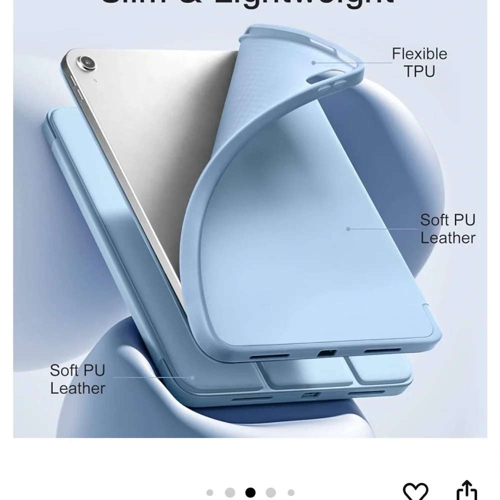 iPad case for 11th Gen (2025) 11” and 10th (2022) 10.9”. sky blue w/penci holder